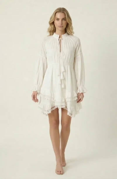 Modenaire Boho Mini Dress In White