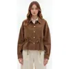 Modenaire Button-up Utility Jacket With Pockets In Brown