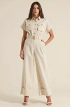 Modenaire Collared Jumpsuit With Removable Belt In White