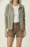 Modenaire Cropped Utility Drawstring Jacket In Green