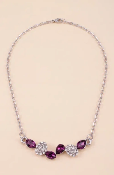 Modenaire Crystal Drop Pendant Necklace In Purple