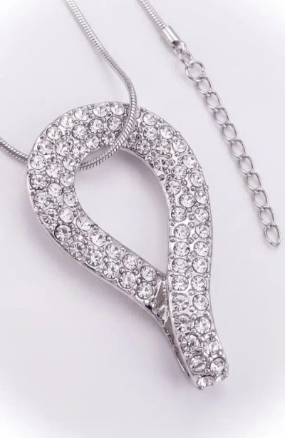 Modenaire Crystal Infinity Teardrop Pendant Necklace In Metallic