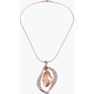 Modenaire Crystal Open Frame Pendant Necklace In Metallic