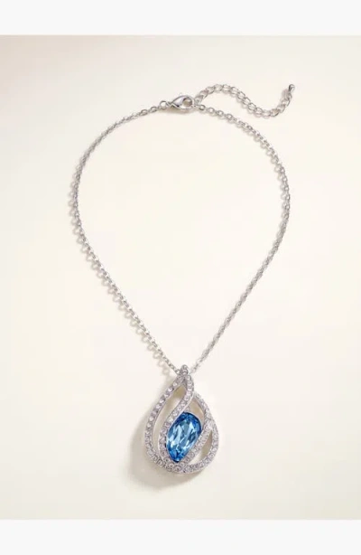 Modenaire Crystal Orb Cage Pendant Necklace In Blue