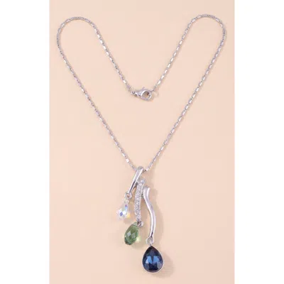 Modenaire Crystal Trio Teardrop Pendant Necklace In Metallic