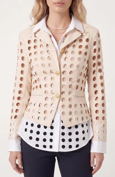 Modenaire Cutout Layered Button Blazer In Pink