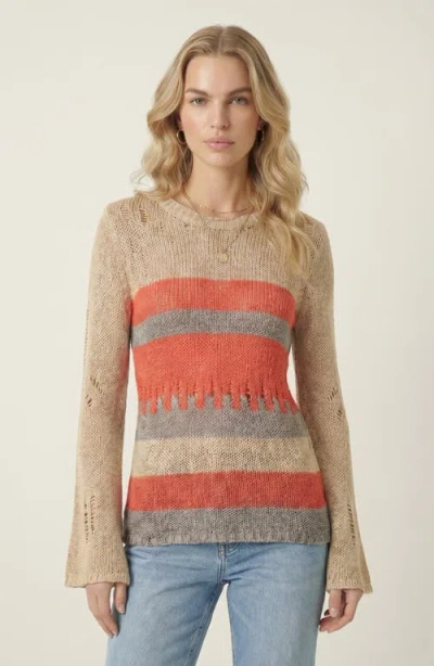 Modenaire Distressed Stripe Knit Sweater In Multi