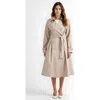 Modenaire Double-breasted Trench Coat With Belt In Neutral