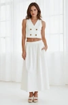 Modenaire Double-breasted Vest And Maxi Skirt Set In Yellow