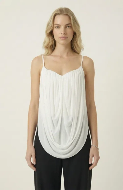 Modenaire Draped Sweetheart Chiffon Camisole Top In White