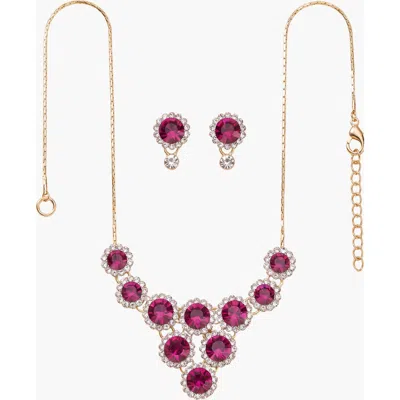 Modenaire Elegant Necklace And Dangle Earrings Set In Pink
