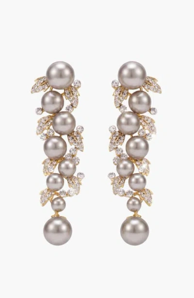 Modenaire Elegant Pearl Crystal Drop Earrings In Multi