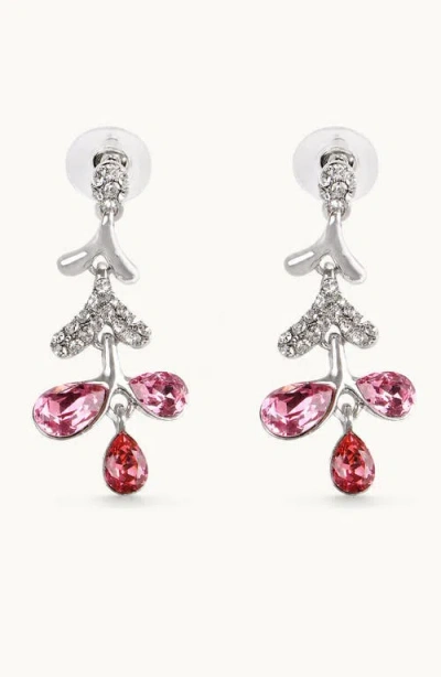 Modenaire Elegant Sparkling Gem Drop Earrings In Pink