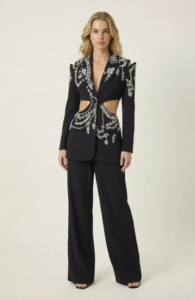 Modenaire Embellished Cutout Blazer In Multi