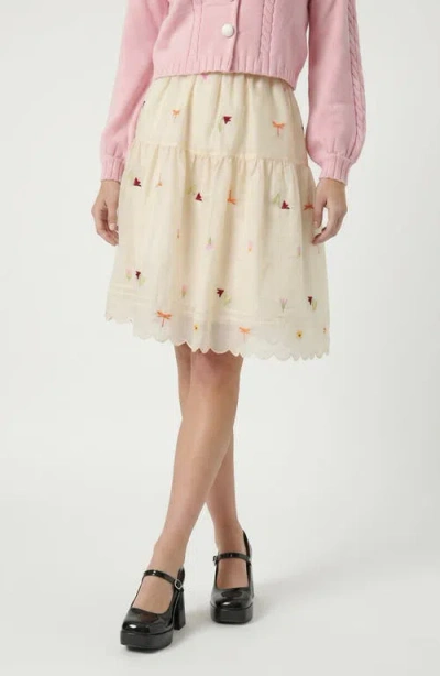 Modenaire Embroidered Tulle Skirt In Neutral