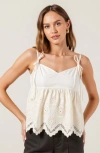 Modenaire Eyelet Hem Cotton Camisole Top In Ivory