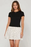 Modenaire Fitted Knit Bodice Short Sleeve Dress With Polka Dot Bubble Skirt