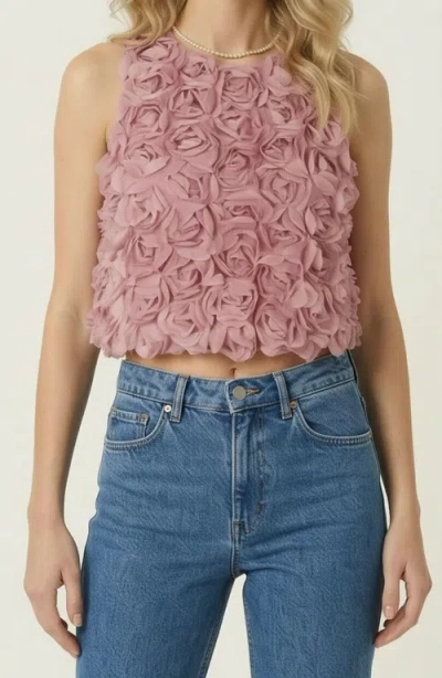 Modenaire Floral Appliqué Sleeveless Top In Pink