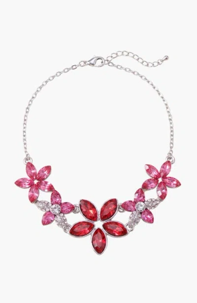 Modenaire Floral Crystal Statement Necklace In Multi