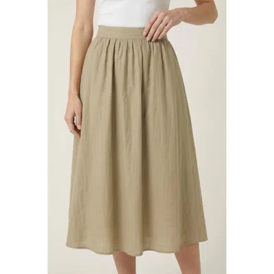 Modenaire Flowy Midi A Line Skirt In Brown