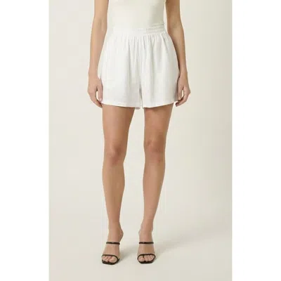 Modenaire High Waist Relaxed Fit Summer Shorts In White