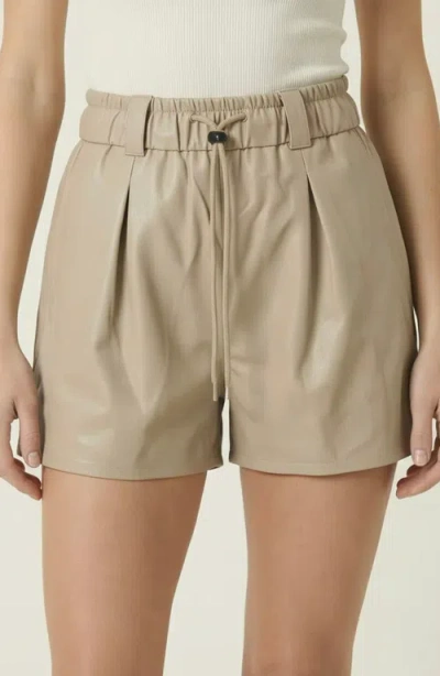 Modenaire High Waist Shorts With Drawstring Waistband In Sand