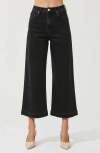 Modenaire High Waist Wide-leg Cropped Jeans With Clean Hem In Black