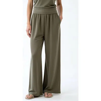 Modenaire High Waist Wide Leg Pants In Green