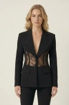 Modenaire Lace Panel Blazer In Black