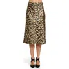 Modenaire Leopard Print Bias Cut Satin Midi Skirt In Animal Print