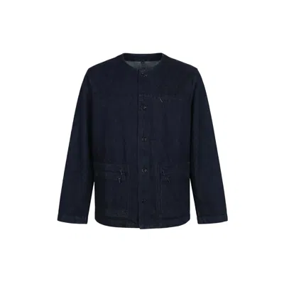 Modenaire Men's Blue Collarless Jacket Relaxed Fit Structured Utility