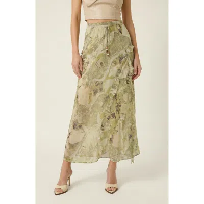 Modenaire Midi Ruffle Skirt In Multi