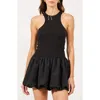 Modenaire Mixed Media Racerback Mini Dress With Bubble Hem Skirt In Black