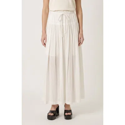 Modenaire Paperbag Waist Wide Leg Pants With Drawstring And Gathered Yoke In Beige