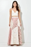 Modenaire Patchwork Floral Chevron Panel Maxi Skirt In Multi