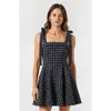 Modenaire Plaid Mini Dress With Tie-strap Shoulders And Square Neckline In Multi