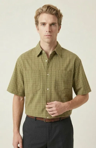 Modenaire Plaid Short Sleeve Shirt In Green