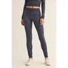 Modenaire Polka Dot Print High Waist Full-length Leggings With Wide Waistband In Blue