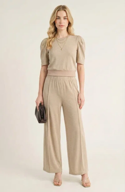 Modenaire Puff Sleeve Top Stretch Pant Set
