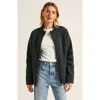 Modenaire Quilted Zip-up Jacket With Stand Collar And Square Stitch In Black