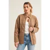Modenaire Quilted Zip-up Jacket With Stand Collar And Square Stitch In Brown