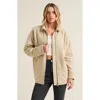 Modenaire Quilted Zip-up Jacket With Stand Collar And Square Stitch In Neutral
