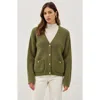 Modenaire Ribbed Button Down Cardigan In Green