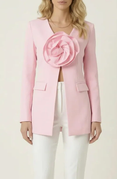 Modenaire Rose Detail Blazer In Pink