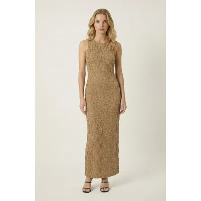 Modenaire Round Neck Bodycon Dress In Brown