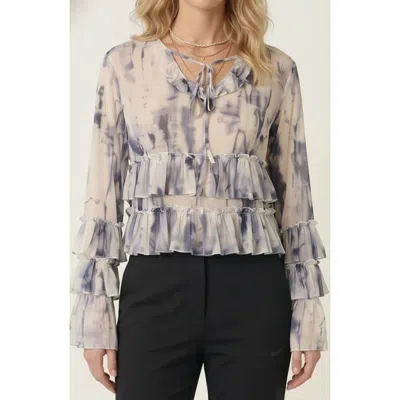 Modenaire Ruffle Blouse With Tie Neck Detail