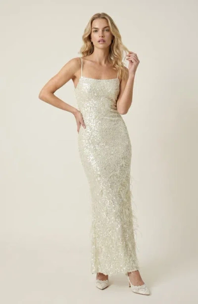 Modenaire Sequin Mermaid Maxi Dress In White