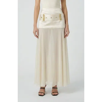 Modenaire Sheer High Waist Half Skirt In Neutral