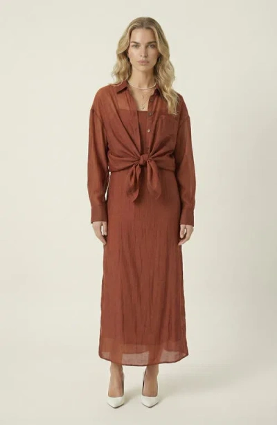 Modenaire Sheer Layered Two Piece Midi Dress Set In Animal Print