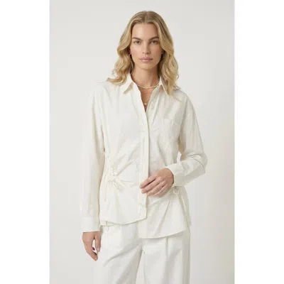 Modenaire Side Drawstring Detail Button-up Shirt In White